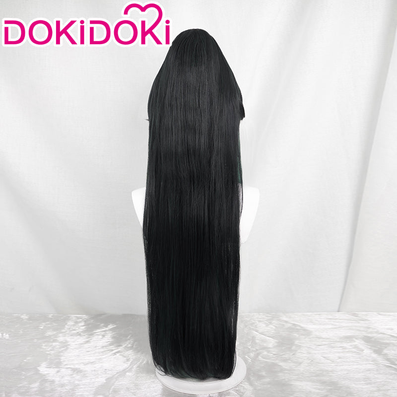 【Ready For Ship】DokiDoki Game Genshin Impact Cloud Retainer Xianyun Cosplay Wig Women Long Black & Green Straight