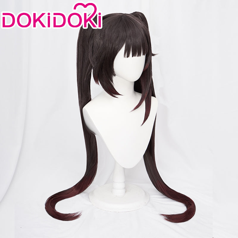 DokiDoki Game Honkai: Star Rail Cosplay Hanabi Wig / Mask / Headwear / Tattoo Long Brown Twin Tail/ Long Straight Red Gradient Hair Cute Miss Sparkle