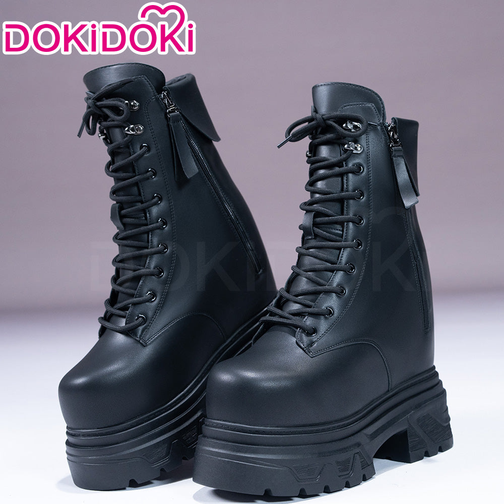 【20 CM】DokiDoki Height Increasing Shoes / Elevator Shoes Black Boots Invisible Thick-Soled Platform Shoes