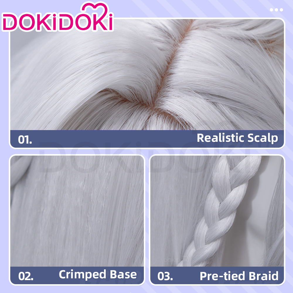 【Ready For Ship】DokiDoki Game Genshin Impact Cosplay Istaroth Wig Long Straight Silver Hair