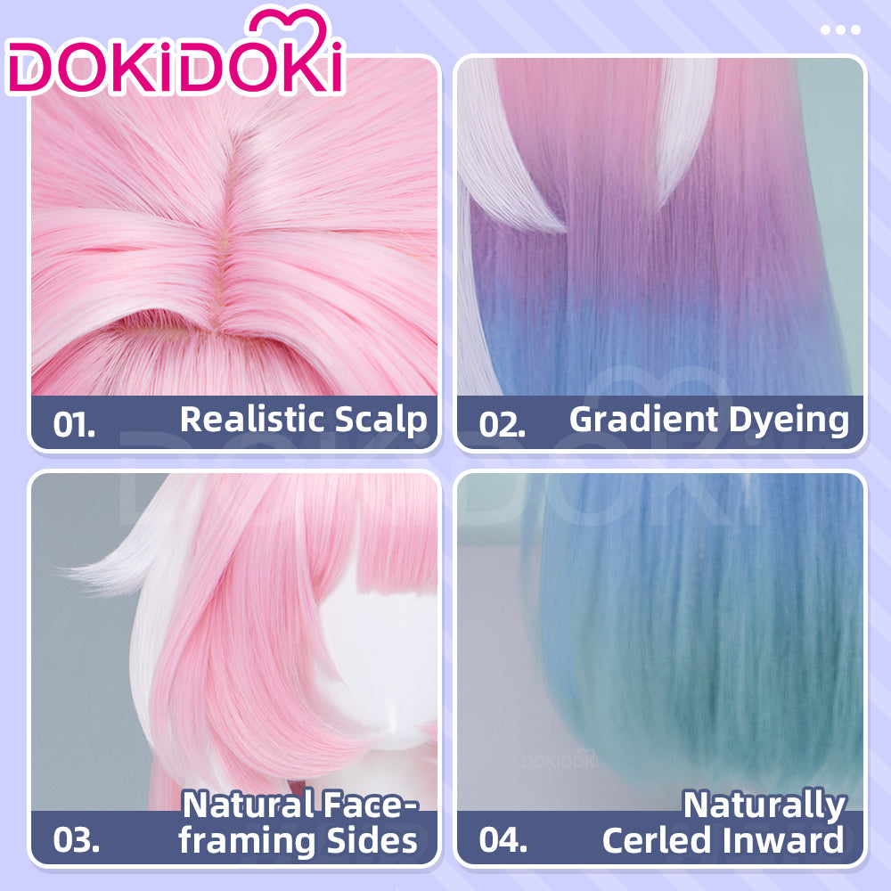 【Partially Ready For Ship】DokiDoki Game Honkai: Star Rail Cosplay Cyrene Wig Short Curly Light Dark Pink Gradient Hair / Head Accessory Set