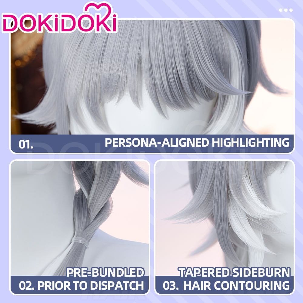 【US/EU LOCAL SHIPPING 】  DokiDoki Game Honkai: Star Rail Cosplay Cipher Wig Long Straight Blue Gray White Highlights Hair