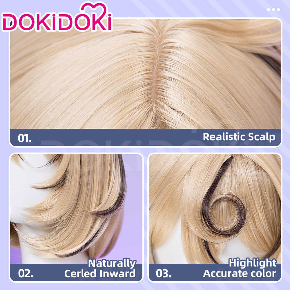【Ready For Ship】DokiDoki Game Zenless Zone Zero Cosplay Yidhari Wig Short Straight Yellow Hair Black Highlight ZZZ