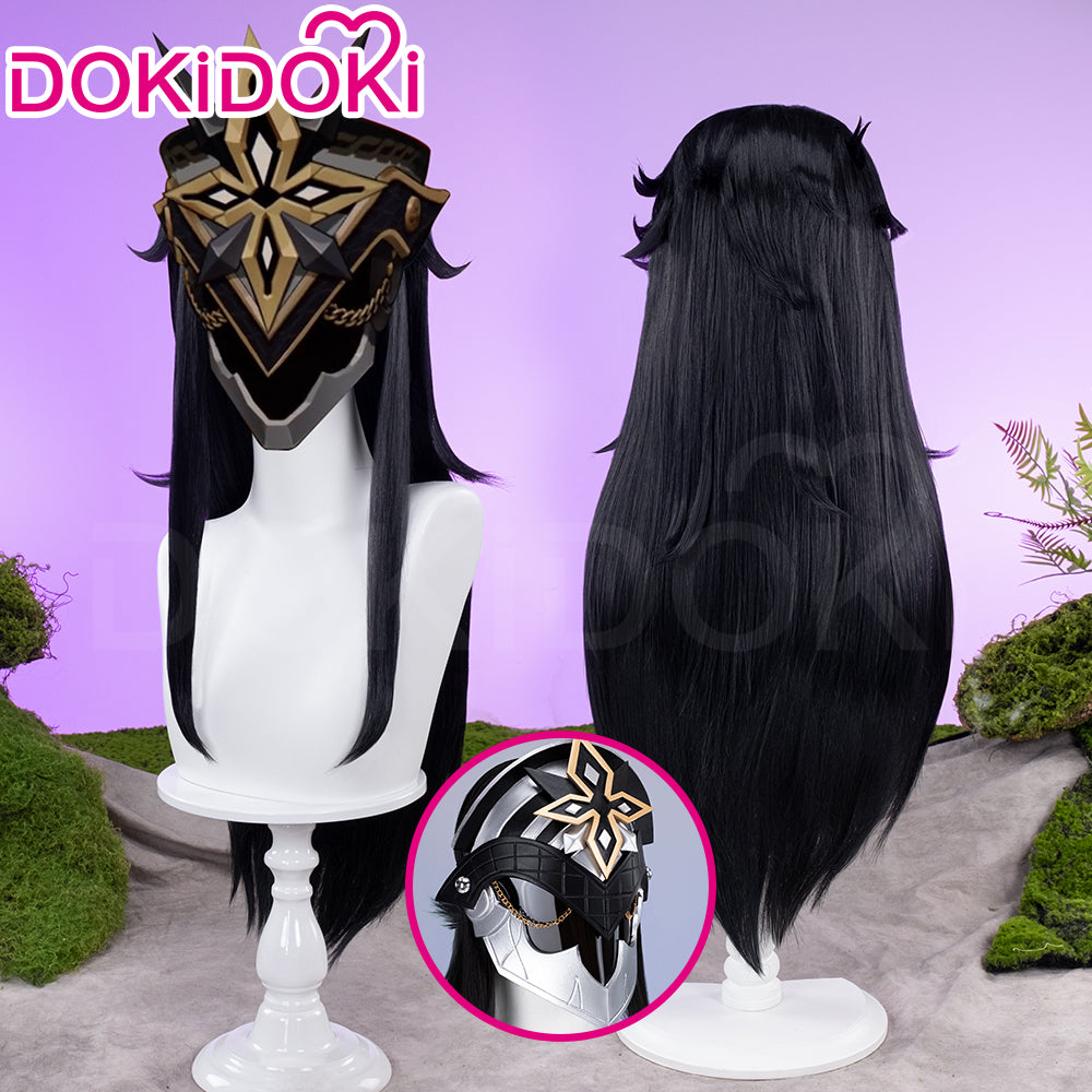 【Partially Ready For Ship】DokiDoki Game Genshin Impact Capitano Cosplay Wig / Mask Long Straight Red Hair Natlan The Captain