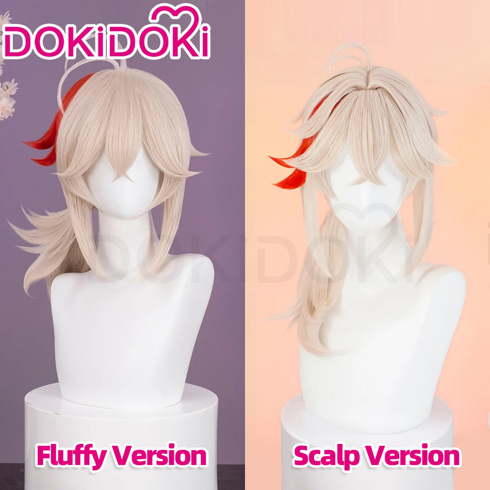 【Fluffy Ver Ready For Ship】DokiDoki Game Genshin Impact Cosplay Kazuha Wig Long Curly Red Wig Men