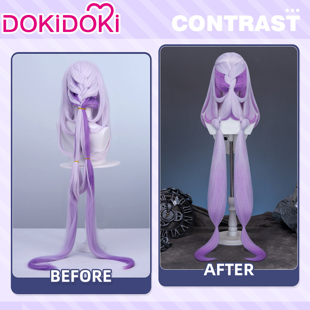【US/EU Local Shipping】DokiDoki Game Honkai: Star Rail Cosplay Castorice Cosplay Wig Long Straight Purple Hair Twin Ponytails
