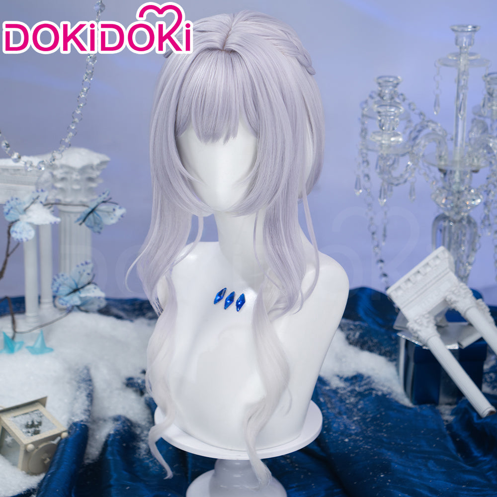 【Partially Ready For Ship】DokiDoki Game Genshin Impact Cosplay Tsaritsa Wig / Crown / Elf Ears / Earrings Long Curly Silver Hair Kokoshnik Anastasya Feodorovna Snezhnaya Sudden Snow
