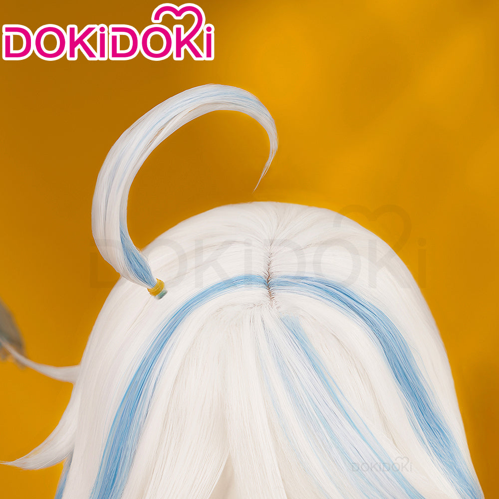 【Partially Ready For Ship】DokiDoki Game Genshin Impact Cosplay Fontaine Focalors Wig Short White Blue Curly Furina Wig / Fake Eyelashes / Hat
