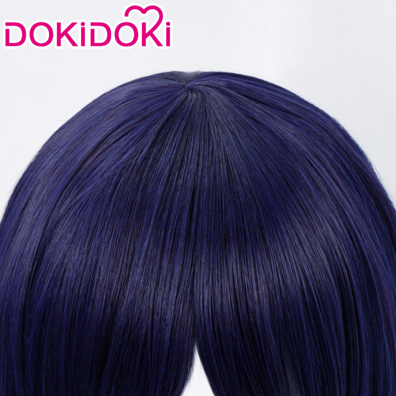 【Blue Highlights Ver Ready For Ship】DokiDoki Game Genshin Impact Cosplay Scaramouche Wig Wanderer Short Dark Blue