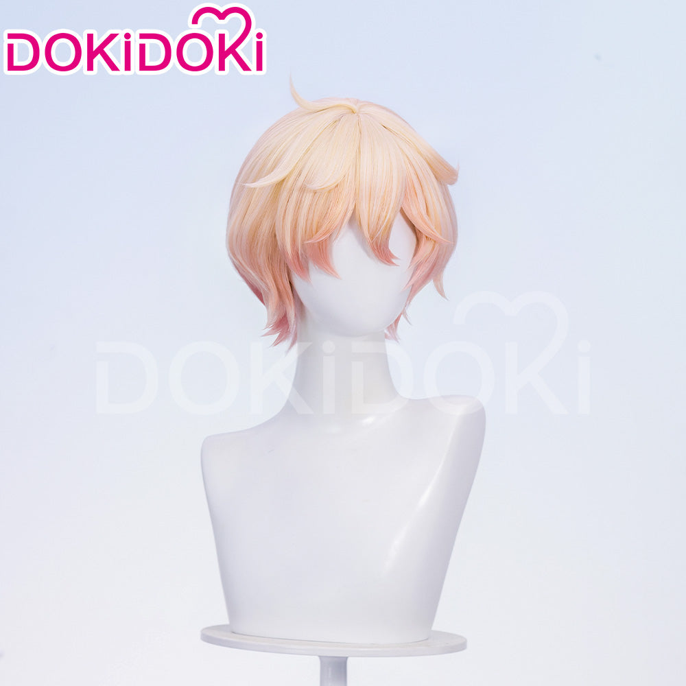 【Official Art Ver Ready For Ship】DokiDoki Game Genshin Impact Cosplay Dahlia Wig Pink Short Men Fontaine Mond