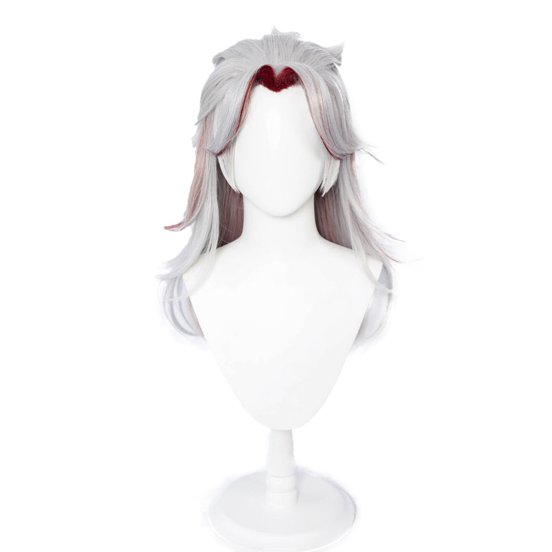 【Ready For Ship】DokiDoki Game Genshin Impact Arataki Itto Cosplay Wig Men Long Silver Red / Horns
