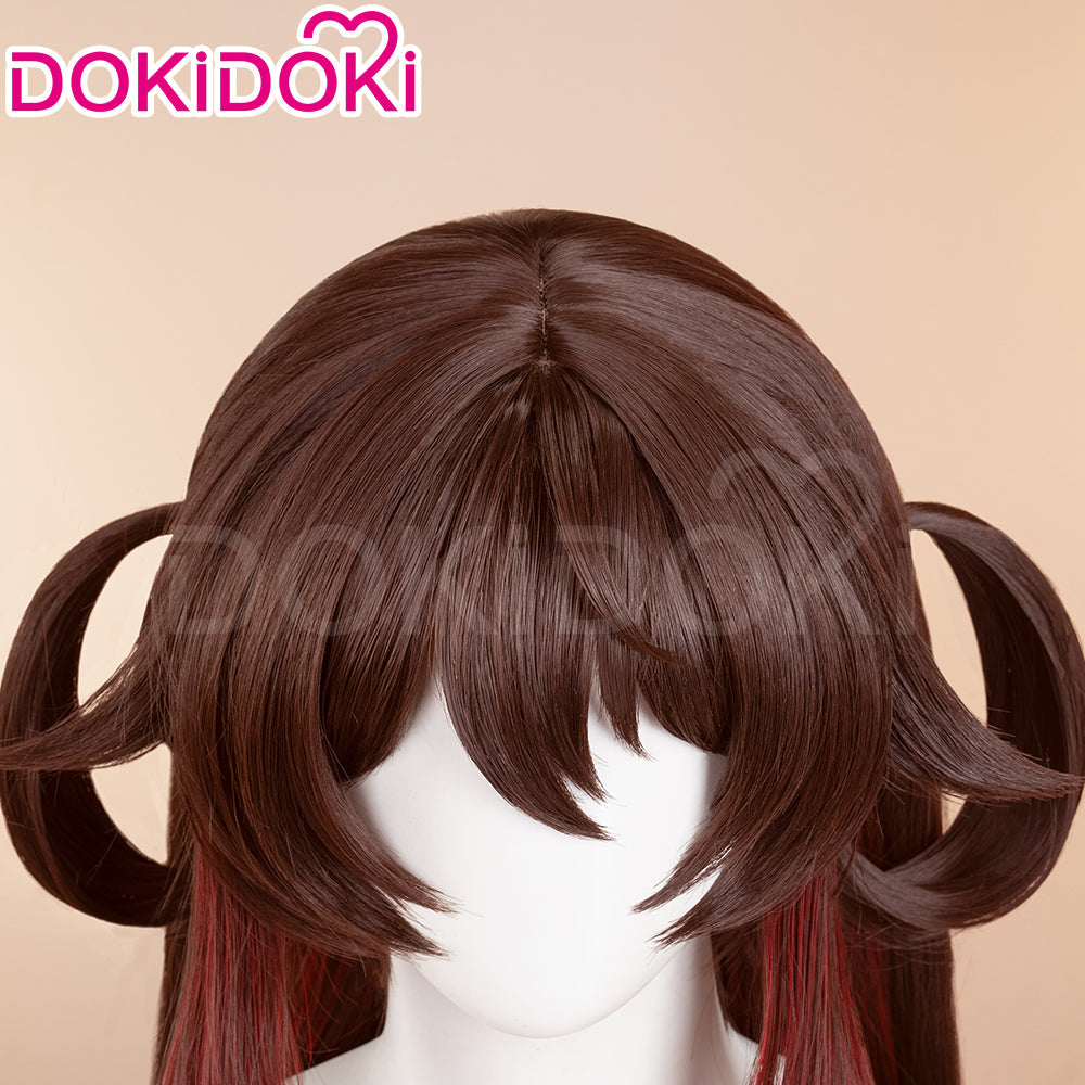【Ready For Ship】DokiDoki Game GenShin Impact Cosplay Hu Tao Lantern Rite Wig Long Gradient Brown Hair Double Ponytails Hutao