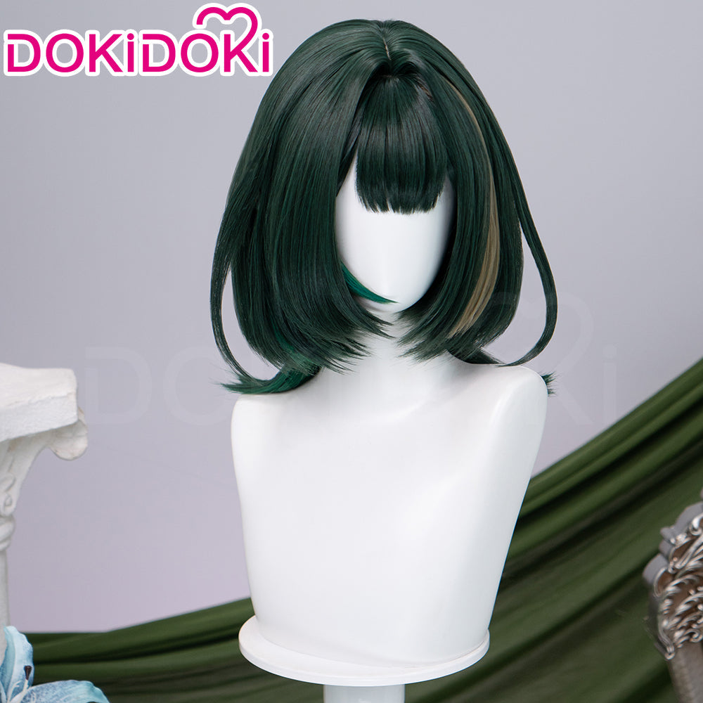 【EU Local Shipping】DokiDoki Game Genshin Impact Cosplay Nefer Wig Short Green Highlight Hair Songof the Welkin Moon