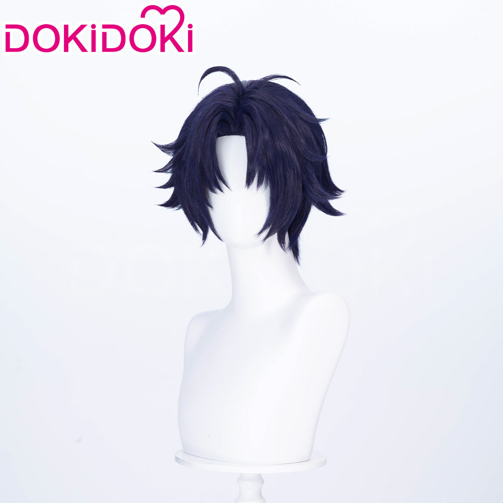 【Black Ver Ready For Ship】DokiDoki Game Zenless Zone Zero Cosplay Asaba Yuma Wig / Choker / Earring / Ear Clip Short Straight Dark Blue Hair ZZZ Harumasa