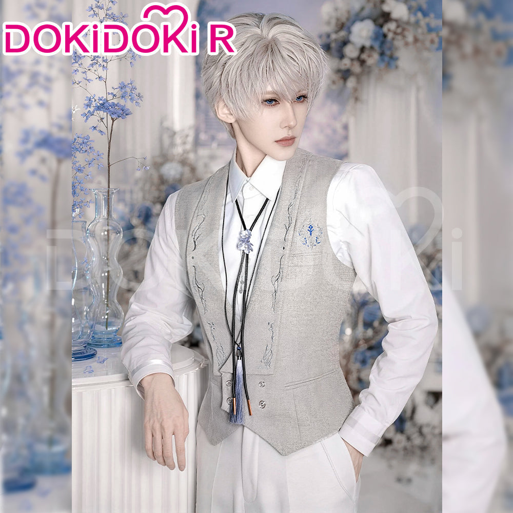 DokiDoki-R Game Love and Deepspace Cosplay Xavier Costume Silvery Polyphony Suit Top Only