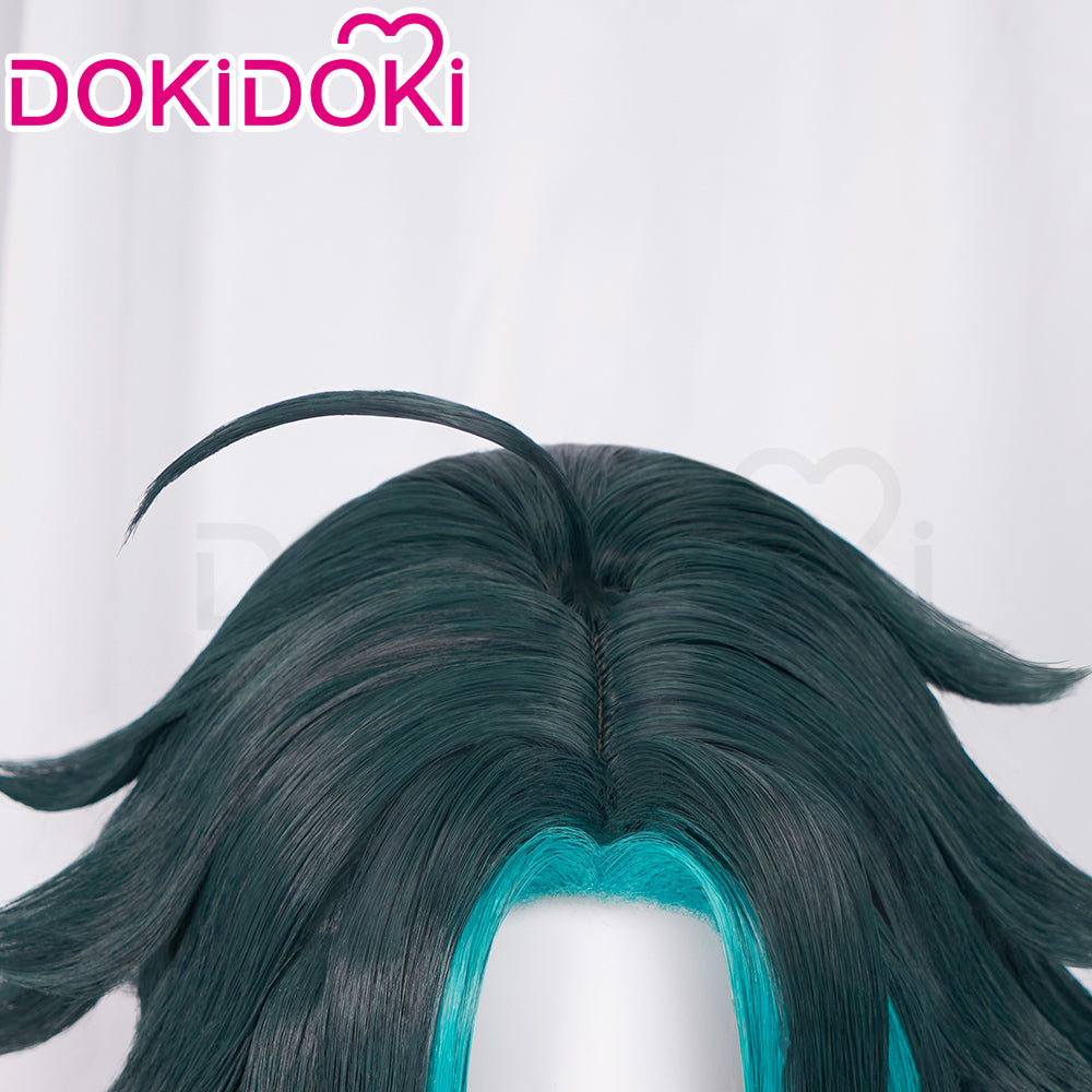 DokiDoki Game Genshin Impact Cosplay Xiao Wig Hair Short Green Wig