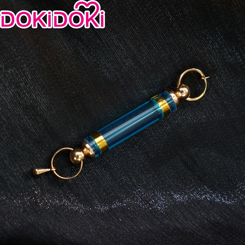 【Ready For Ship】DokiDoki Game Genshin Impact Fatui Harbinger Cosplay  Il Dottore Wig / Earrings Short Curly Blue