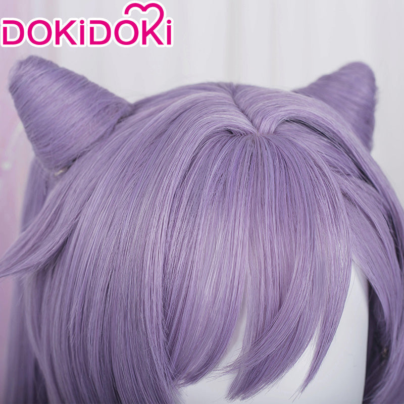 【Ready For Ship】DokiDoki Game Genshin Impact Keqing Cosplay Wig Ke Qing Long Curly Purple Wig