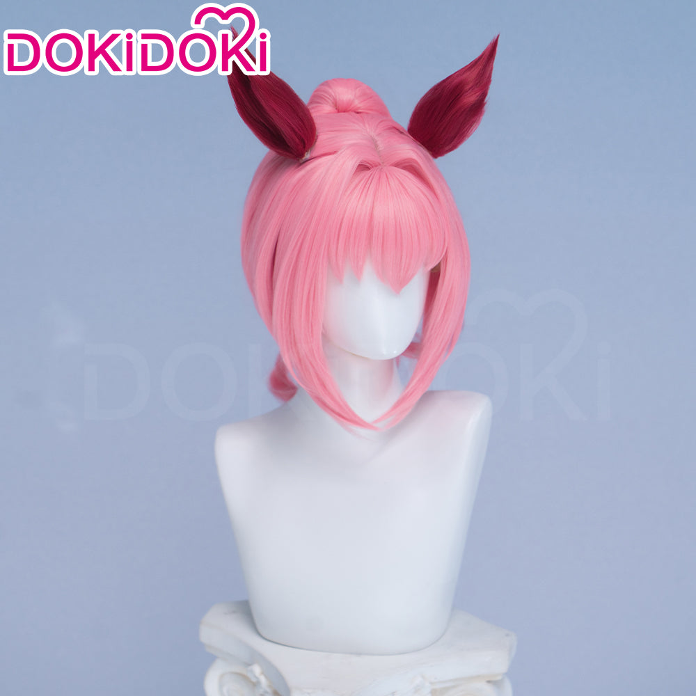 【Ready For Ship】DokiDoki Game Cosplay Wig / Tail Long Curly Pink Hair Ponytail Detachable Braid