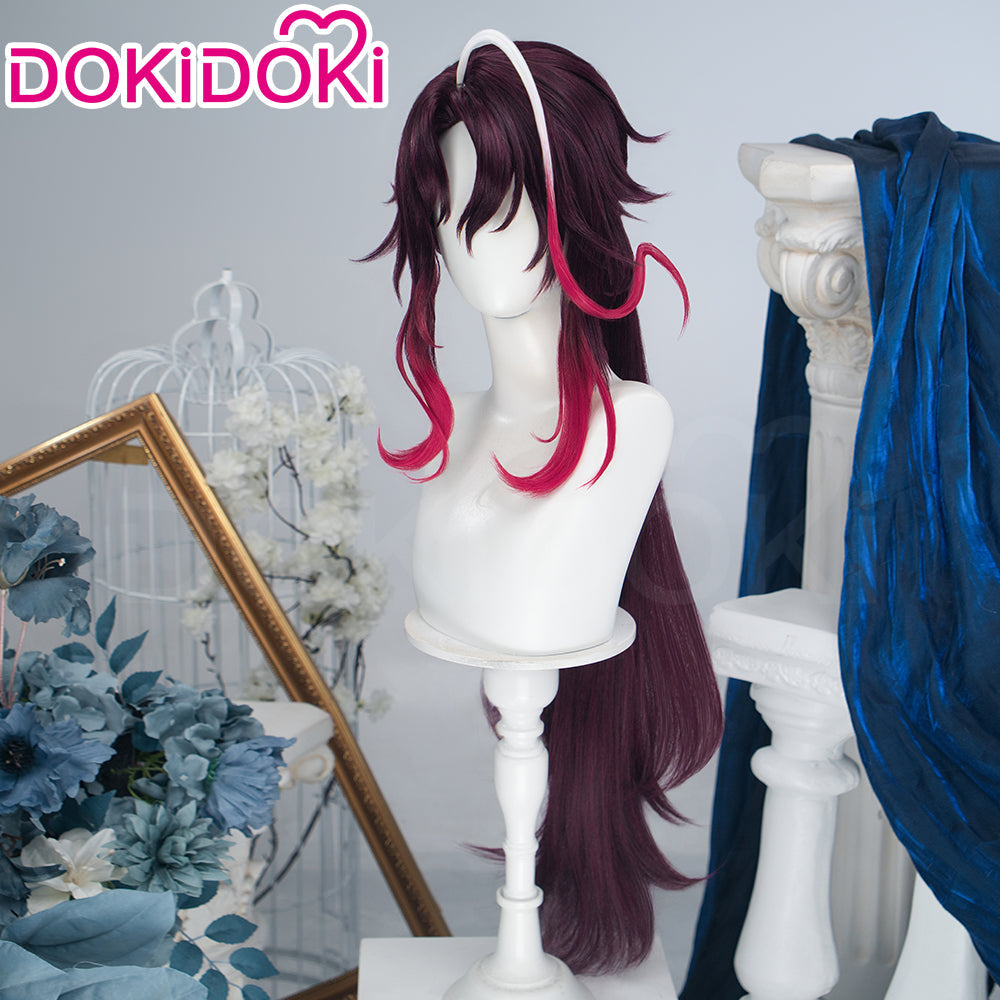【Ready For Ship】DokiDoki Game Genshin Impact Cosplay Noy Wig Long Dark Red Gradient Hair Snezhnaya Sudden Snow
