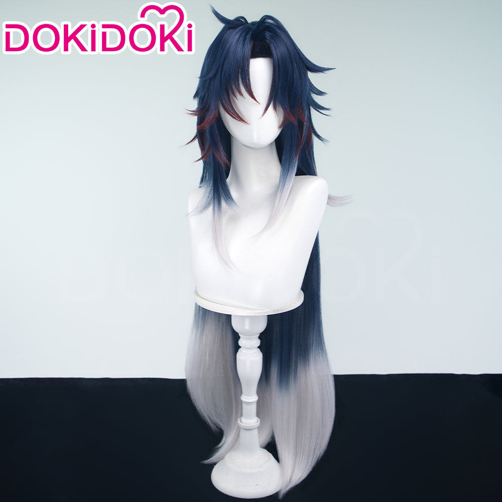 DokiDoki Game Honkai: Star Rail Cosplay Blade / Mortenax Blade Wig Long Straight Dark Blue Red Silver Gradient Hair / Wefts / Earring Blade SP Planarcadia