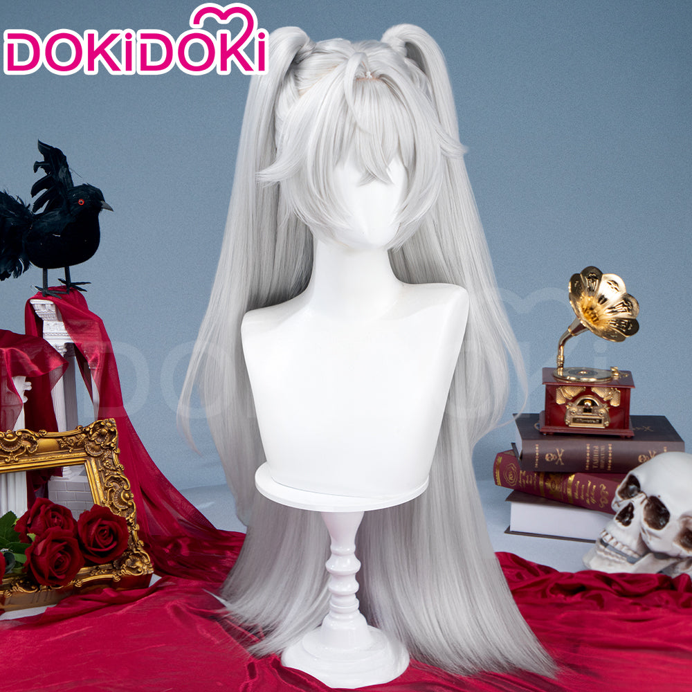 【Long Ver Ready For Ship】DokiDoki Game Zenless Zone Zero Cosplay Lady Sunbringer / Lindverne Sunbringer Wig Long Straight Silver Hair Twin Tails ZZZ