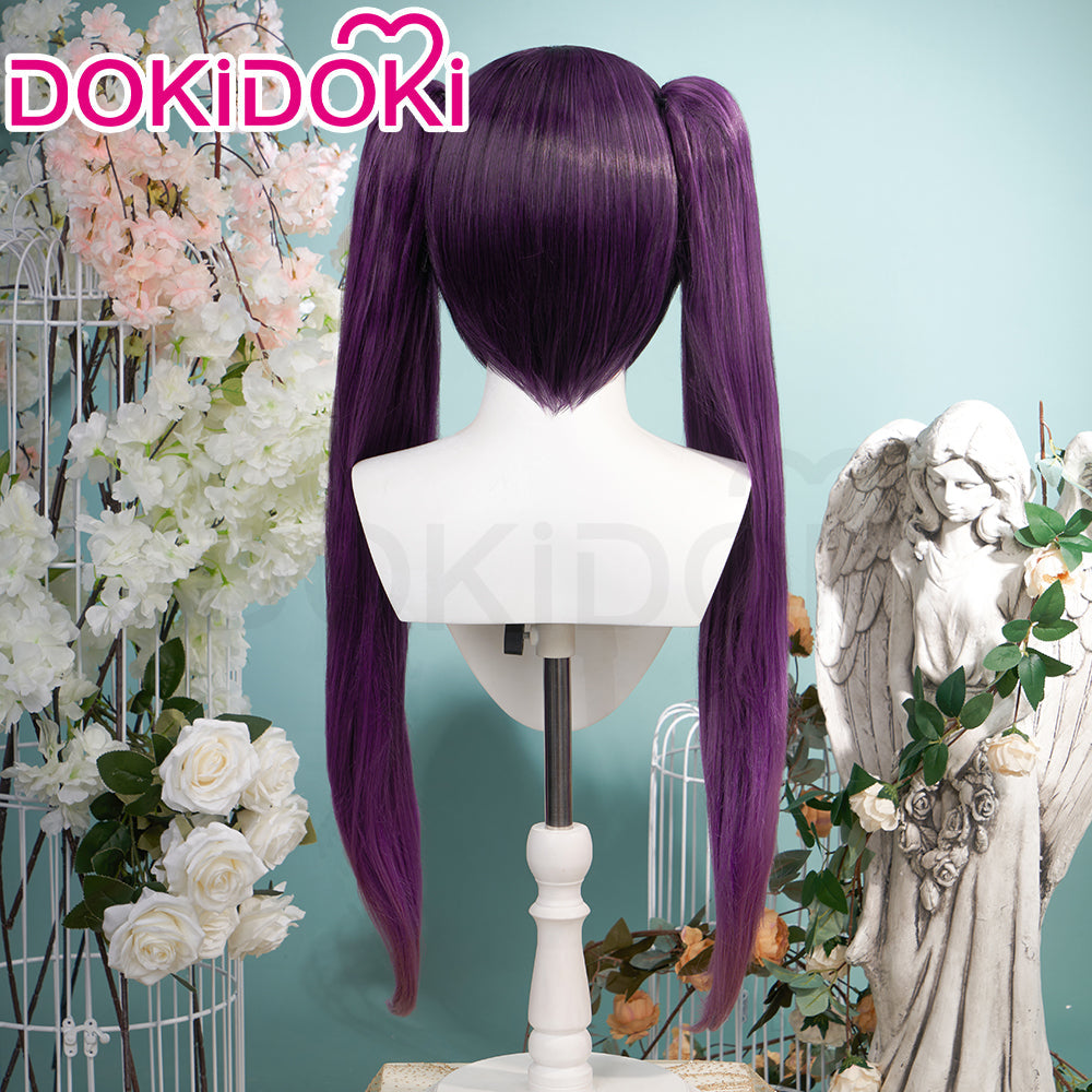 【Ready For Ship】DokiDoki Game Genshin Impact Mona Cosplay Wig / Accessories / Earring Long Purple Hair