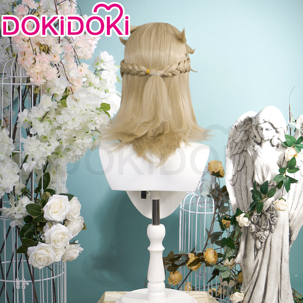 【Ready For Ship】DokiDoki Game Genshin Impact Cosplay Albedo Wig Short Straight Linen Wig Men
