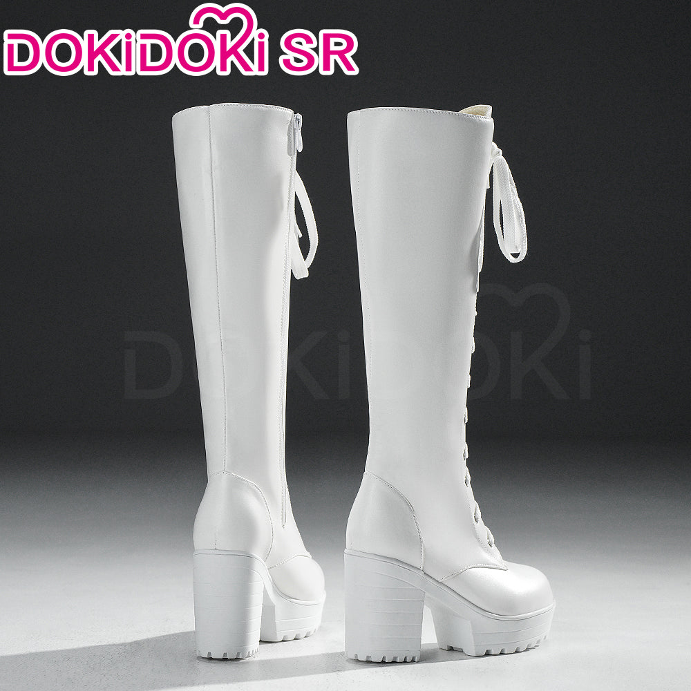 【Ready For Ship】【9CM】DokiDoki-SR Height Increasing Boots / Elevator Boots White Lace-up Boots