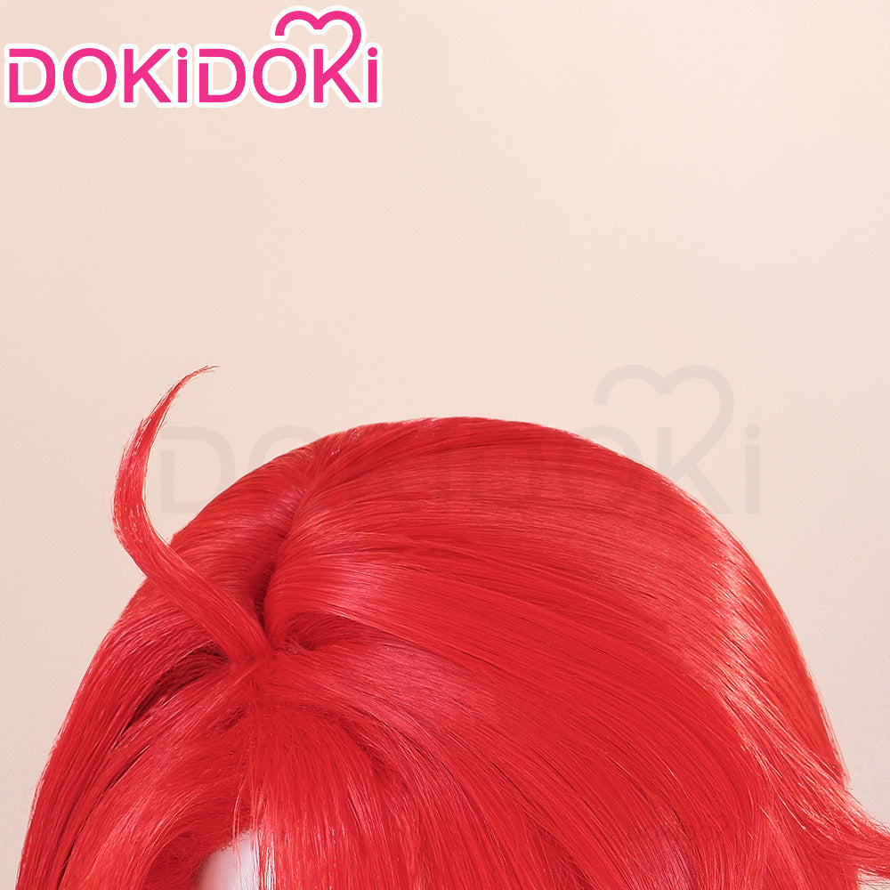 【Ready For Ship】DokiDoki Game Honkai: Star Rail Cosplay Argenti Wig Long Curly Red Hair / Earring / Cross