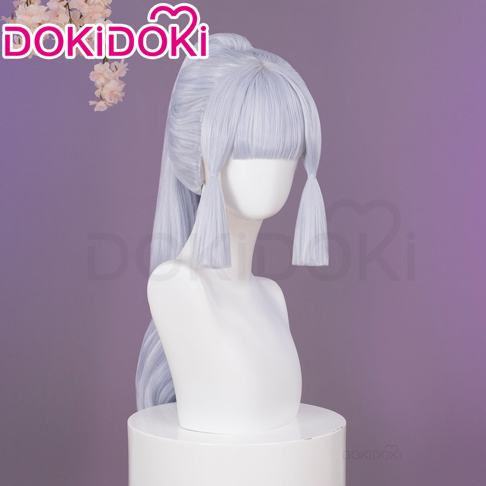 DokiDoki Game Genshin Impact Cosplay Kamisato Ayaka Wig Long Straight Light Blue