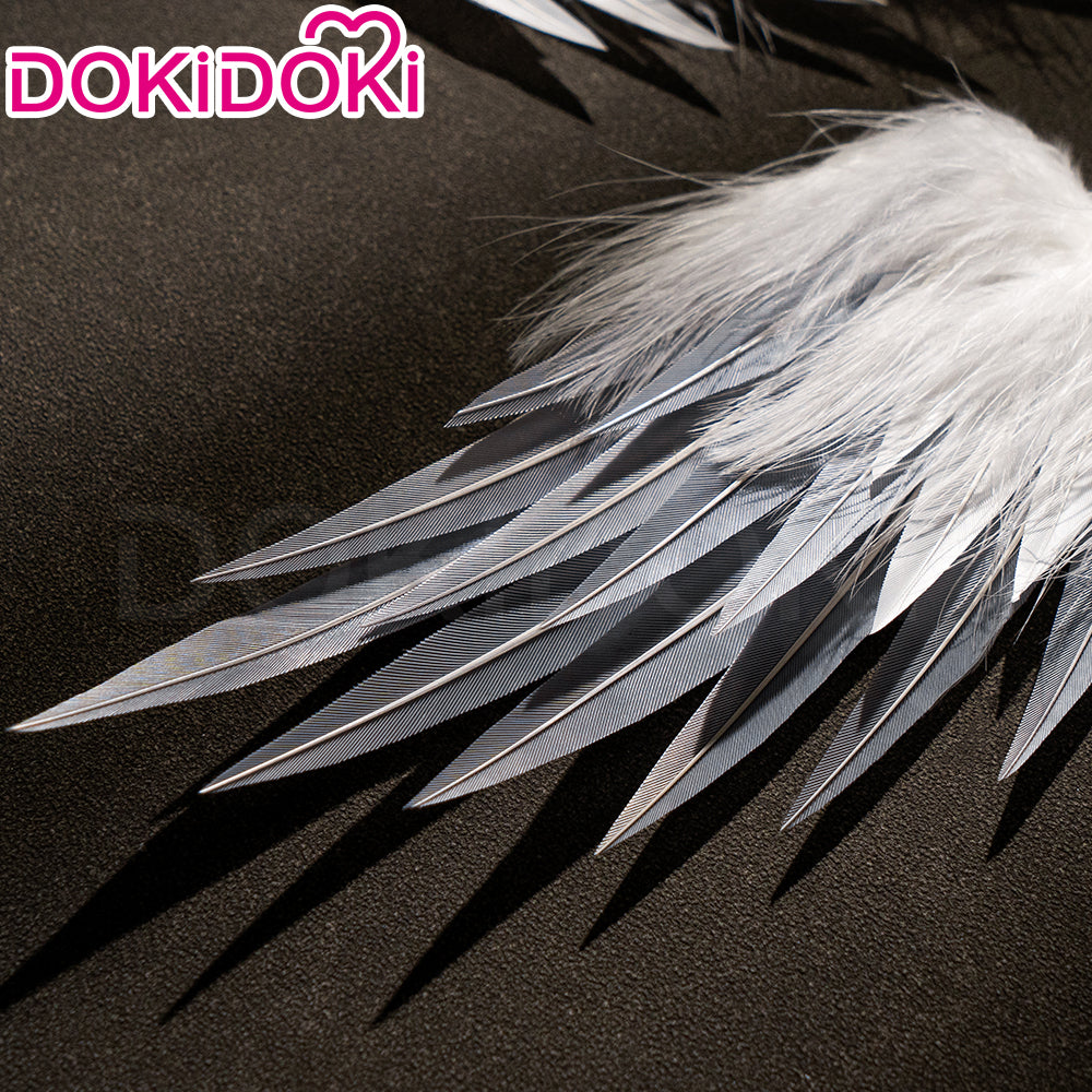 【Ready For Ship】DokiDoki Game Honkai: Star Rail Cosplay Sunday Wig Long Straight Grey Hair/ Earring / Ear Feather Hair Clips / Seraphim Wings Headwear