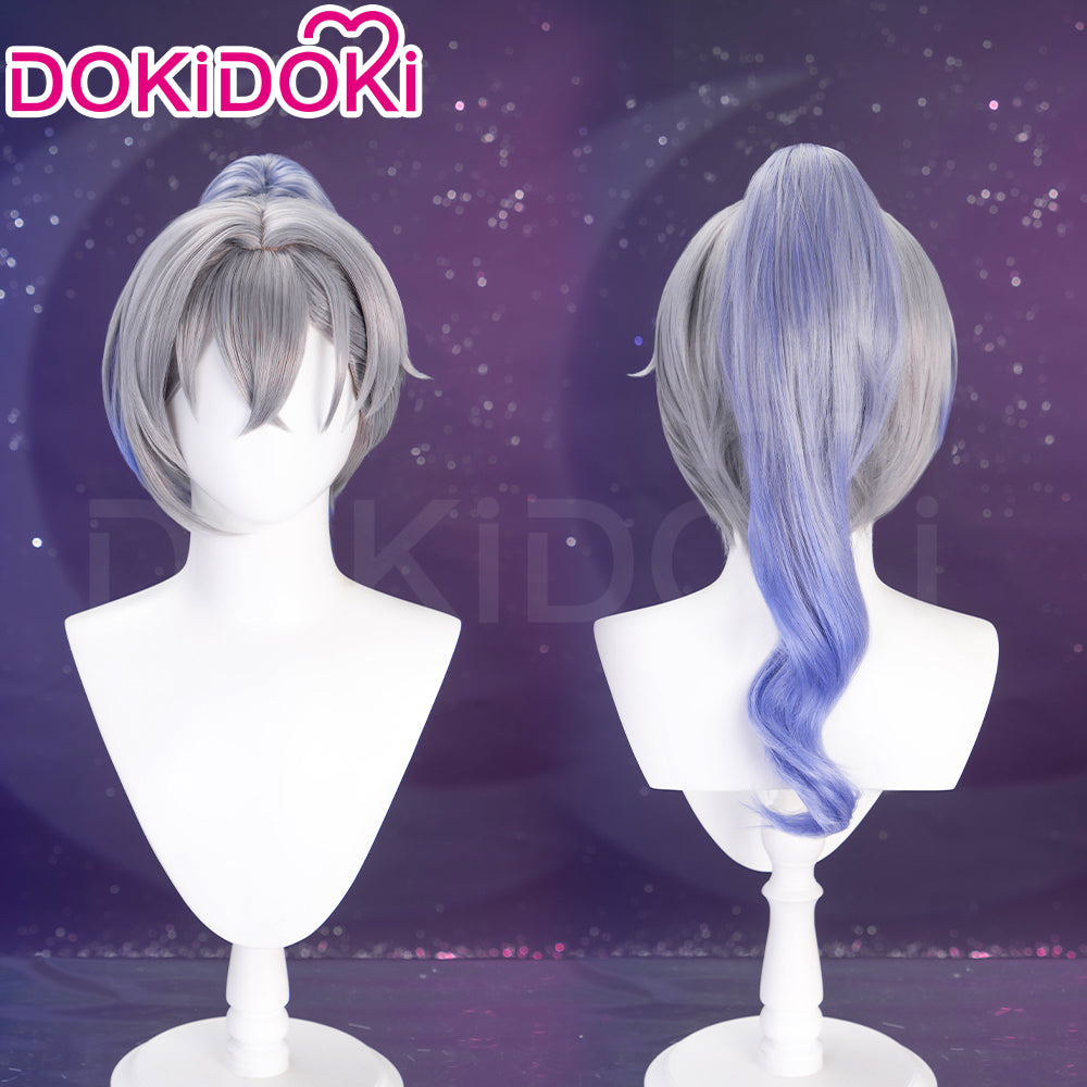 【Ready For Ship】DokiDoki Game Honkai: Star Rail Cosplay Silver Wolf / Silver Wolf LV.999 SP Wig Sliver Blue Gradient Pony Tail / Glasses / Ear Clip