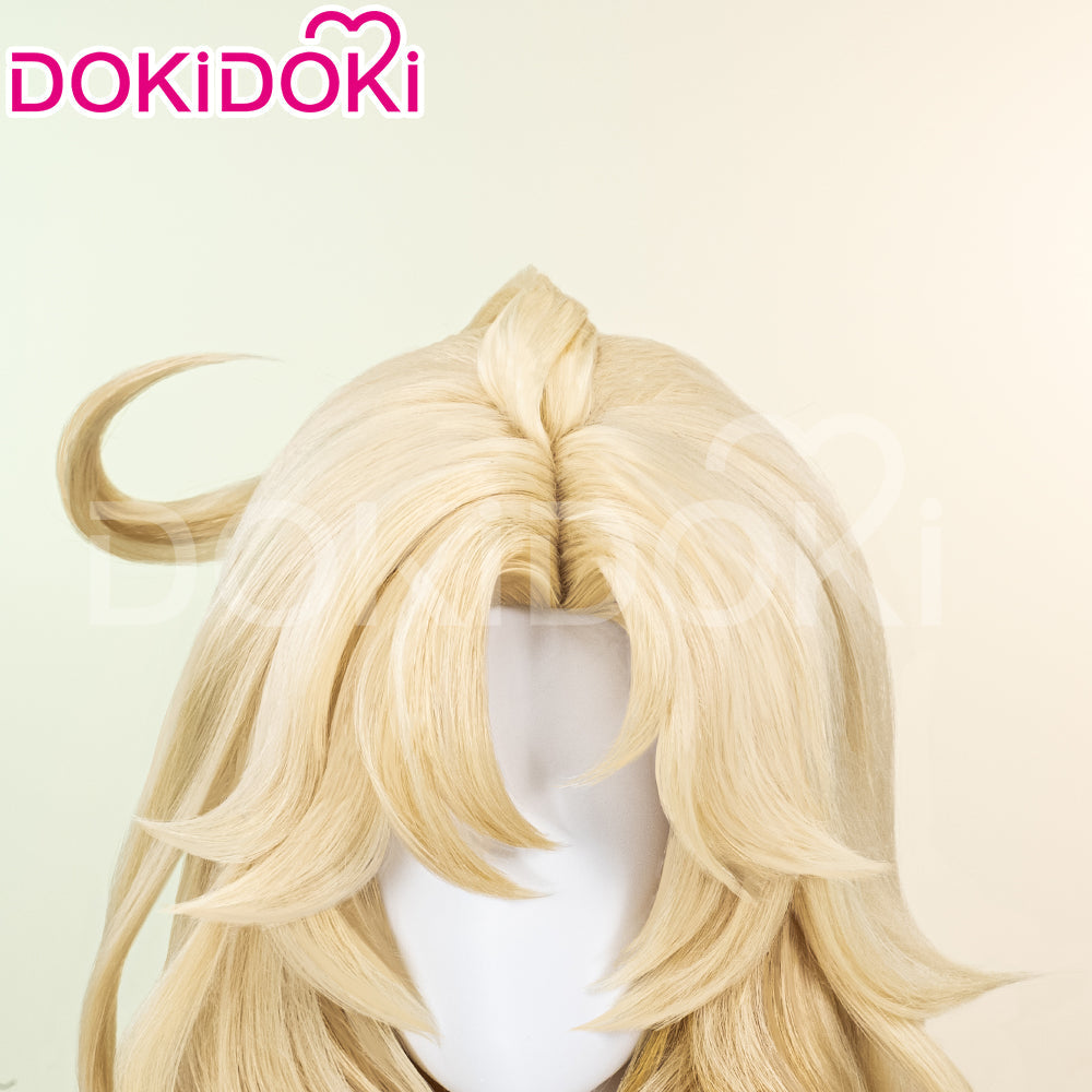【Ready For Ship】DokiDoki Game Genshin Impact Xilonen Cosplay Wig / Ears Long Curly Yellow Hair Natlan