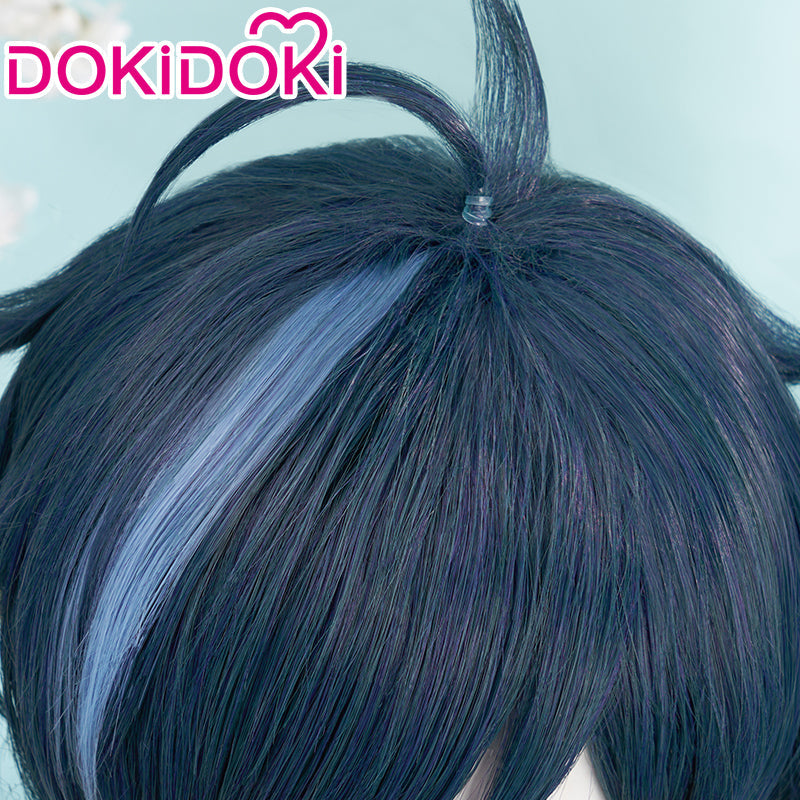 【Ready For Ship】DokiDoki Game Genshin Impact Cosplay  Kaeya Wig Long Straight Blue Highlight Hair