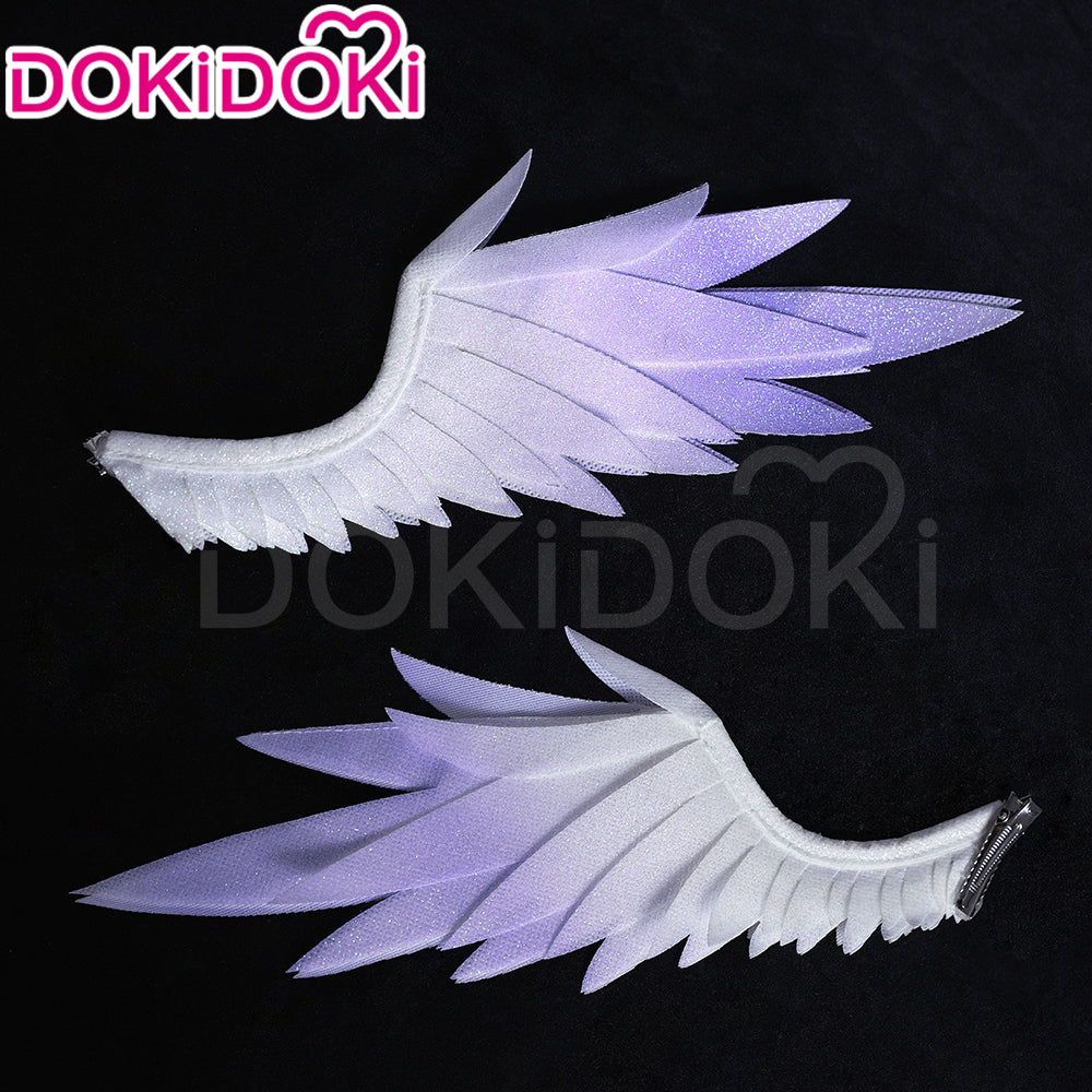 【Ready For Ship】DokiDoki Game Honkai: Star Rail Cosplay Robin Wig Long Curly Blue Gradient Hair / Earring / Ear Feather Hair Clips/ Wreath Headpiece