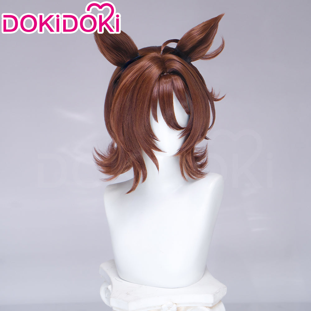 【Ready For Ship】DokiDoki Game Cosplay Wig / Tail Short Upturned Brown Hair Detachable Ears