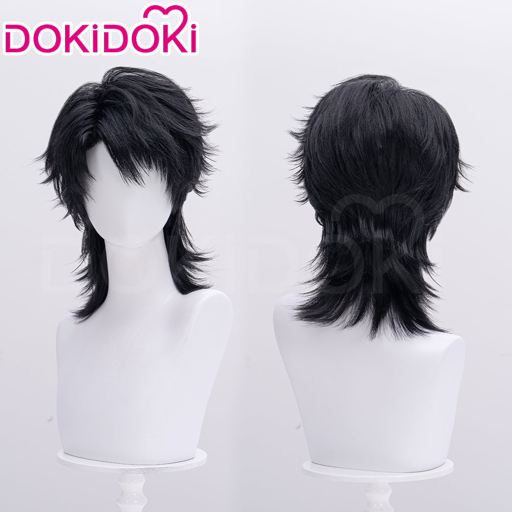 【Ready For Ship】DokiDoki Game Love And Deepspace Cosplay Caleb Wig / Necklace / Bracelet Short Straight Black Brown Hair Mullet Cosmic Horizon Wolf Cut