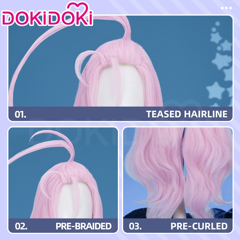 【Ready For Ship】DokiDoki Game Genshin Impact Cosplay Aino Wig Long Straight Pink Hair Marionette Song of the Welkin Moon