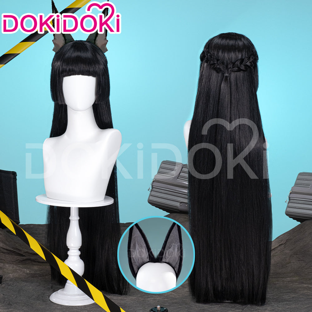 【Ready For Ship】DokiDoki Game Zenless Zone Zero Cosplay  Hoshimi Miyabi Cosplay Wig / Ears Long Straight Black
