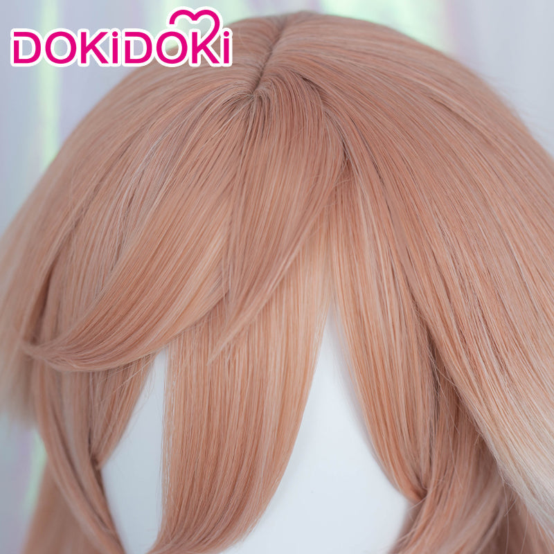 【Ready For Ship】DokiDoki Game Genshin Impact Yan Fei Cosplay Wig Long Pink Wig Yanfei