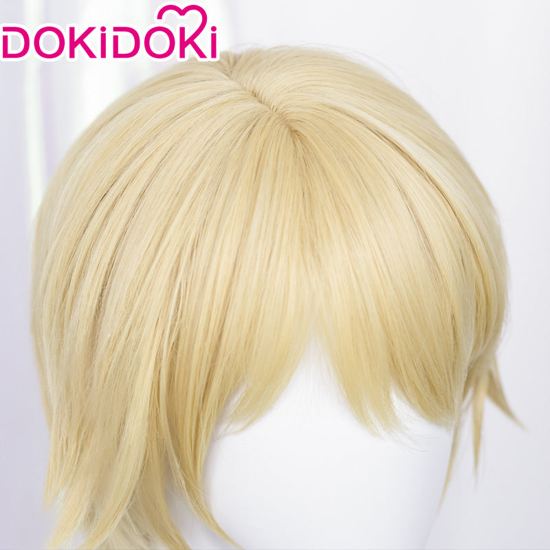 【Ready For Ship】DokiDoki Game Genshin Impact Cosplay Dainsleif Cosplay Wig  Men Short Golden