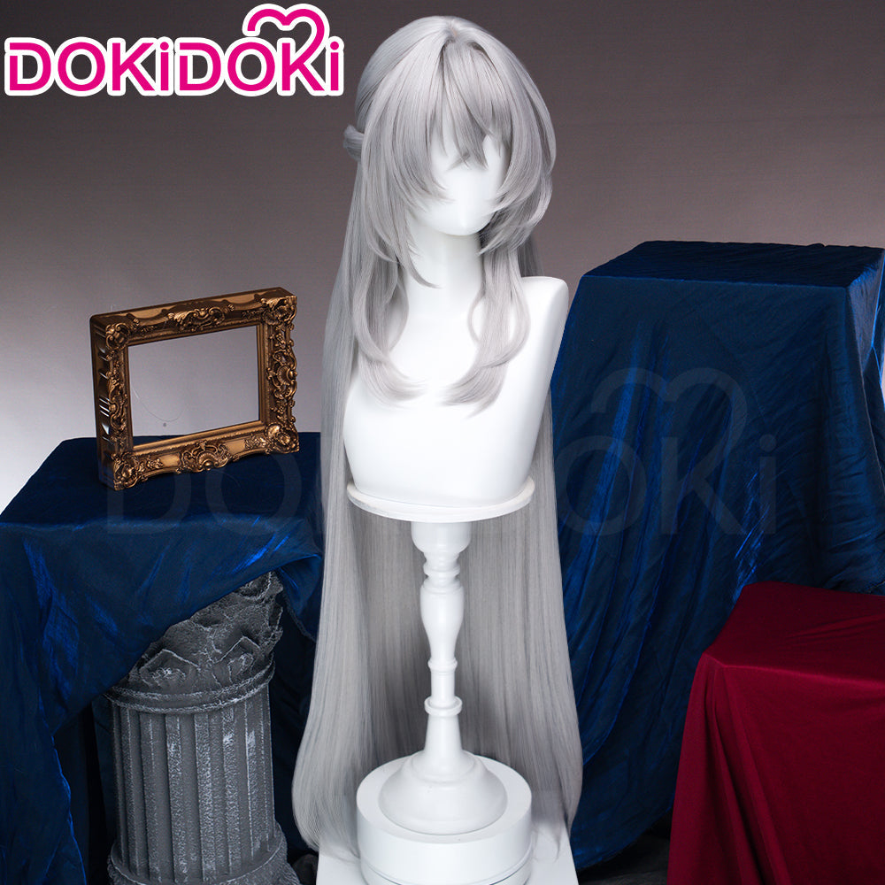 【Long Ver Ready For Ship】DokiDoki Game Zenless Zone Zero Cosplay Lady Sunbringer / Lindverne Sunbringer Wig Long Straight Silver Hair Twin Tails ZZZ
