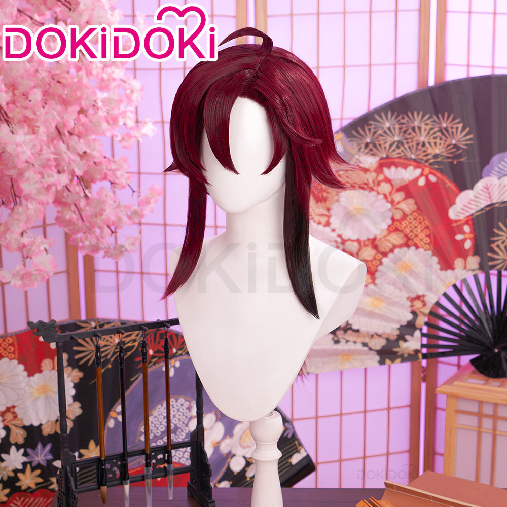 【Ready For Ship】DokiDoki Game Genshin Impact Cosplay Shikanoin Heizou Wig Long Straight Red Hair