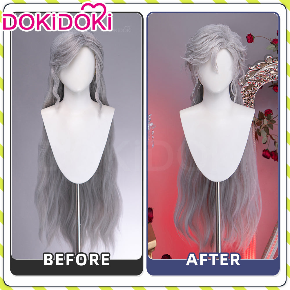 【Partial Ready For Ship】【Front Lace】DokiDoki Game Love and Deepspace Cosplay Sylus Wig Long Curly Silver Hair Silverwing Fiend
