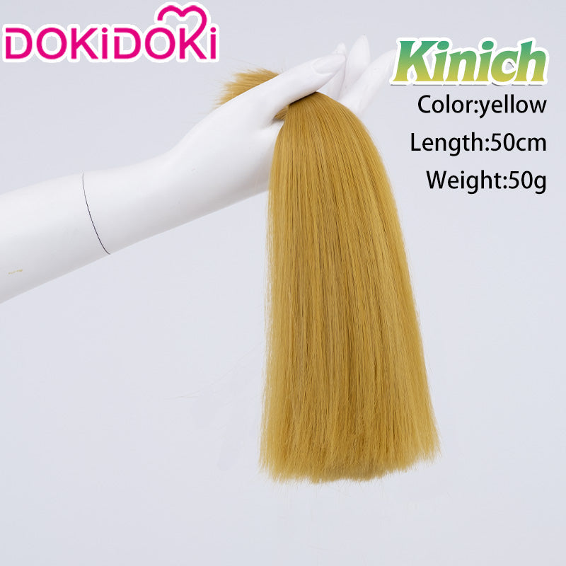 【Ready For Ship】DokiDoki Game Genshin Impact Cosplay Kinich Wig Short Black Green / Yellow Highlights Hair / Tattoo Sticker / Ear Clip / Head Accessories /  Weft Natlan