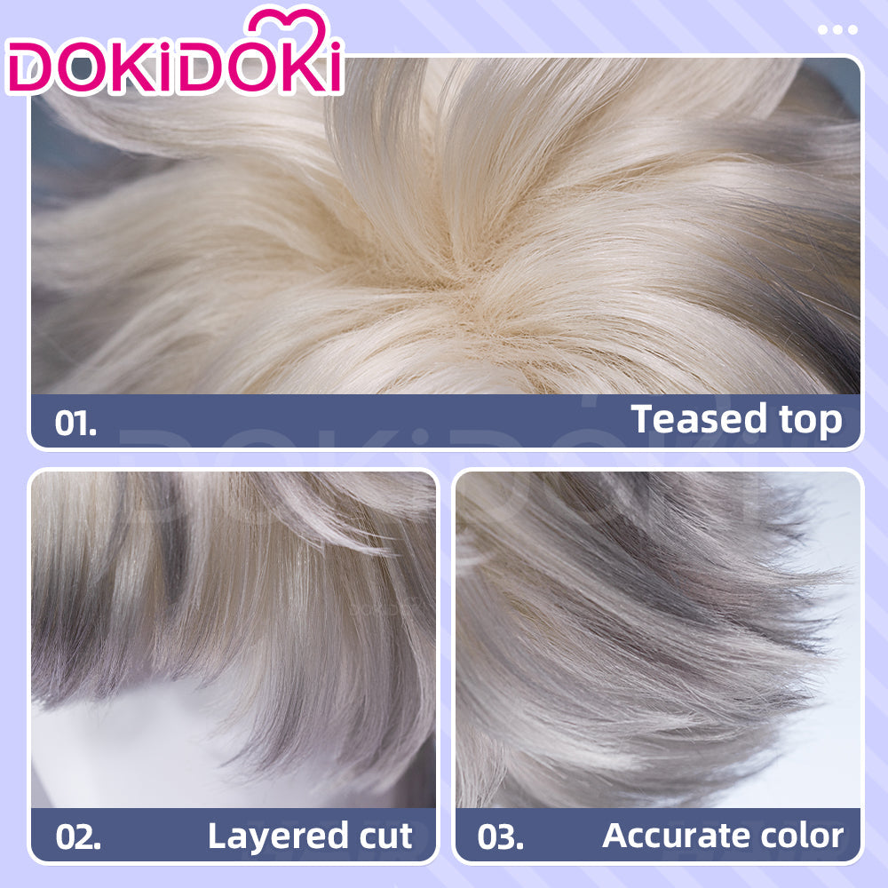 【Ready For Ship】【Front Lace】DokiDoki Anime GACHIAKUTA Cosplay Rudo Surebrec Wig Short White Black Hair