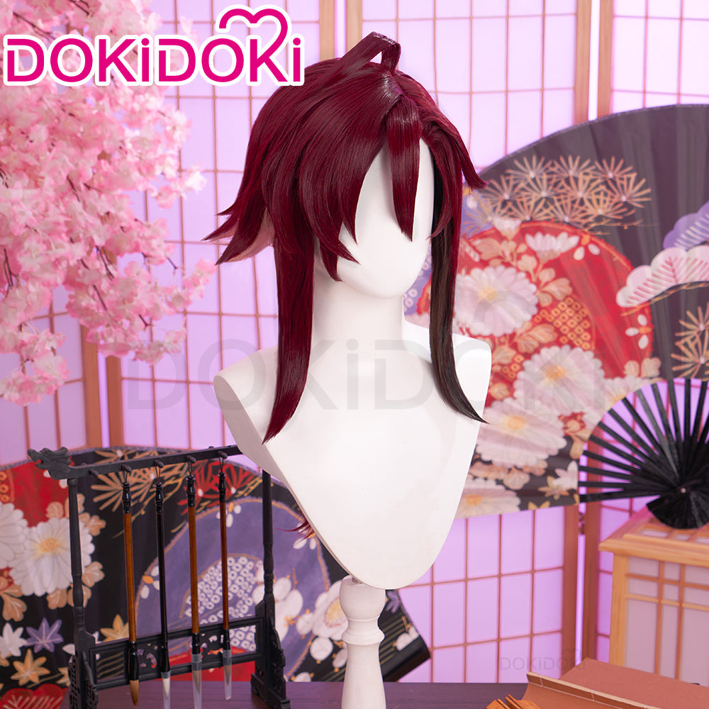 【Ready For Ship】DokiDoki Game Genshin Impact Cosplay Shikanoin Heizou Wig Long Straight Red Hair