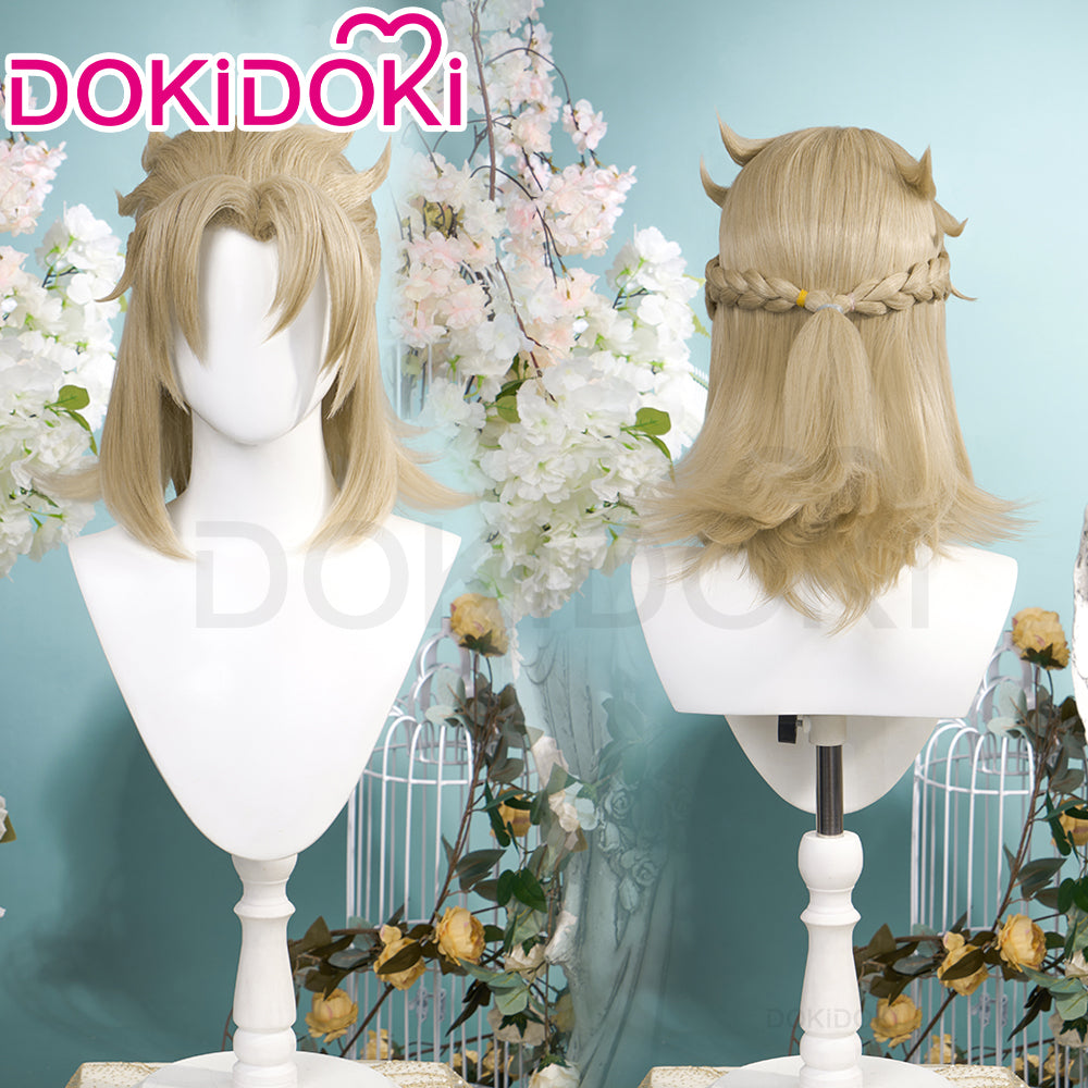 【Ready For Ship】DokiDoki Game Genshin Impact Cosplay Albedo Wig Short Straight Linen Wig Men