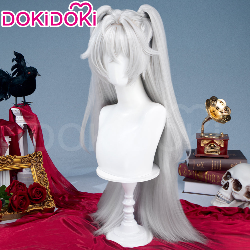 【Long Ver Ready For Ship】DokiDoki Game Zenless Zone Zero Cosplay Lady Sunbringer / Lindverne Sunbringer Wig Long Straight Silver Hair Twin Tails ZZZ